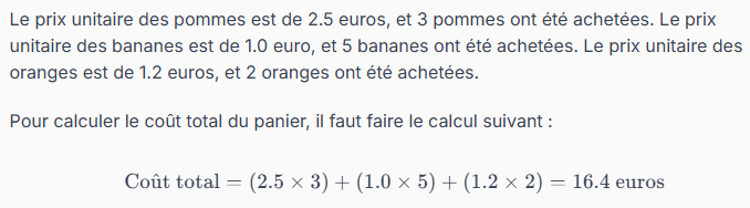 calcul de prix